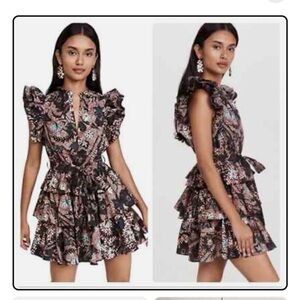 Ulla Johnson Black Floral Mini Dress